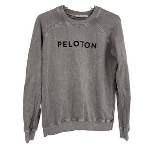 Peloton Womens Classic Grey Stone Washed Crew Sweatshirt Size XS Pullover USA